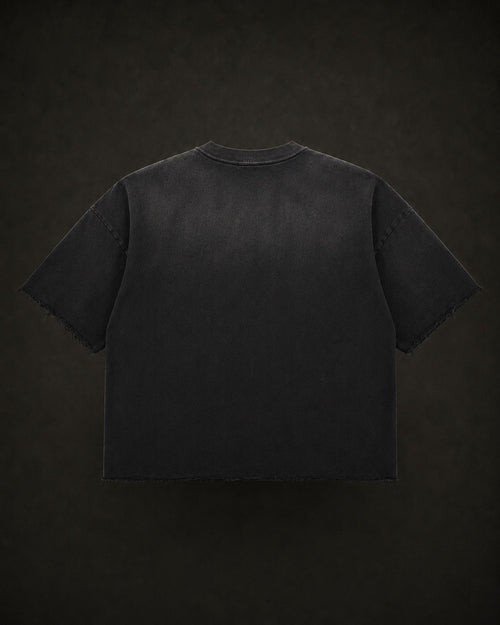 Black Sun Fade Raw Edge T-Shirt (oversized)
