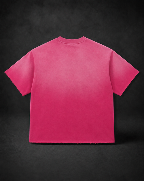 Pink Sun Fade Raw Edge T-Shirt