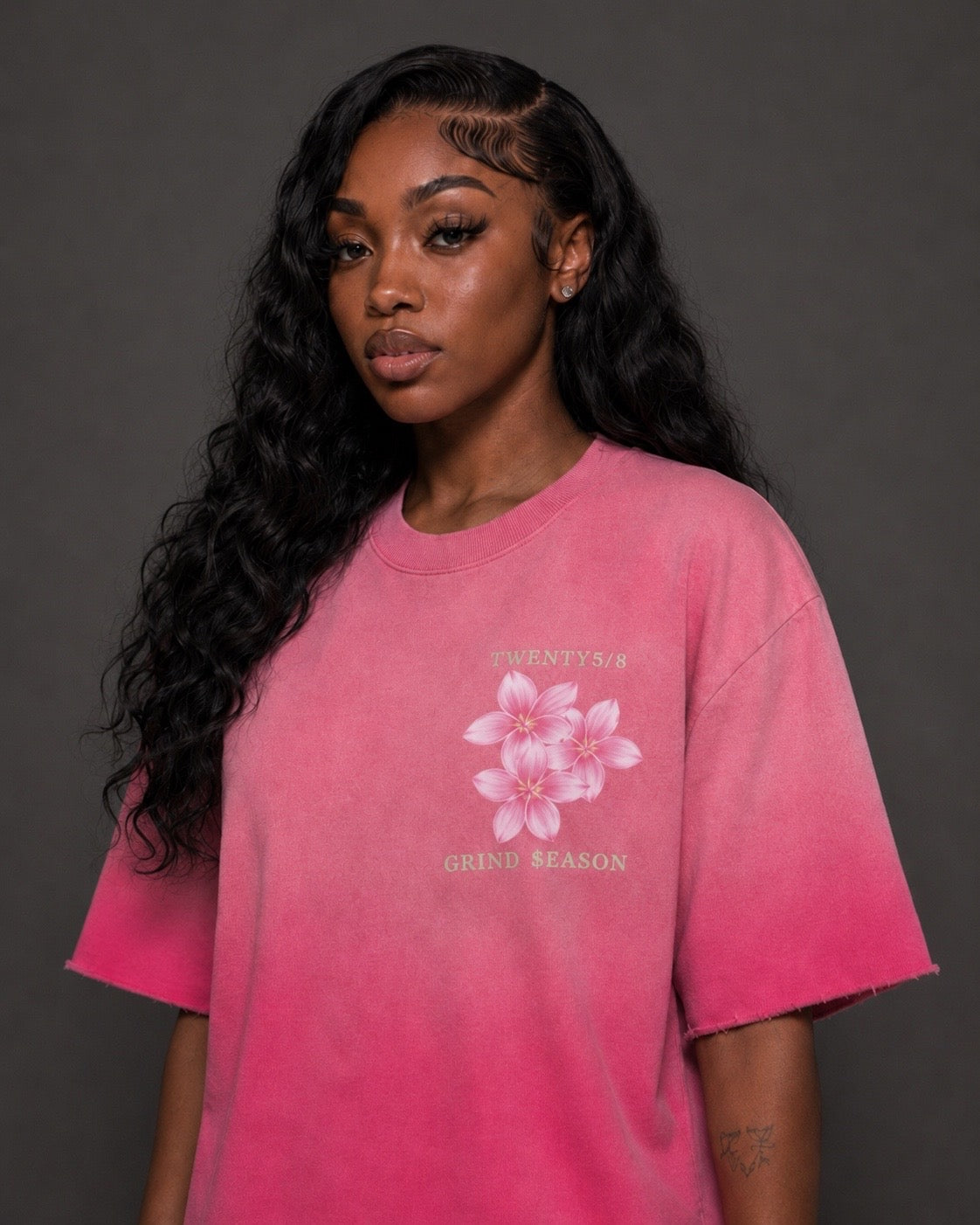 Pink Sun Fade Raw Edge T-Shirt (oversized)