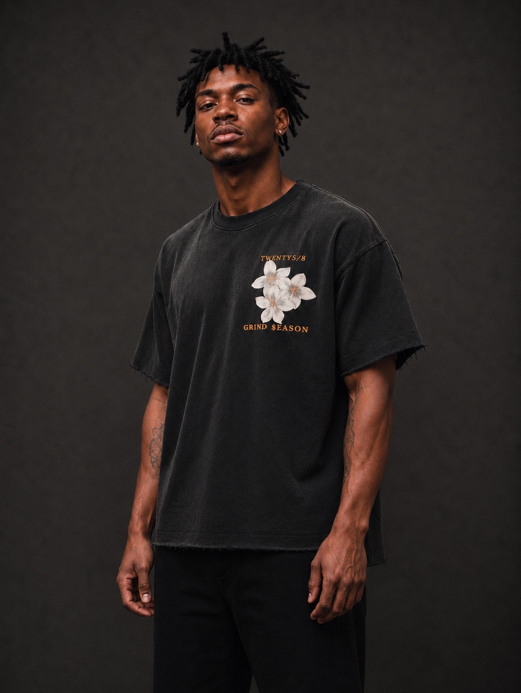 Black Sun Fade Raw Edge T-Shirt (oversized)
