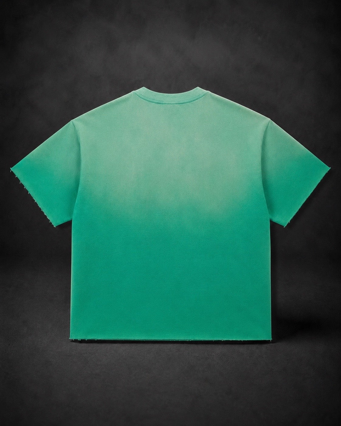 Green Sun Fade Raw Edge T-Shirt ( Oversized)