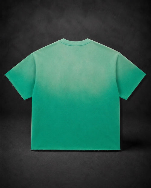Green Sun Fade Raw Edge T-Shirt ( Oversized)