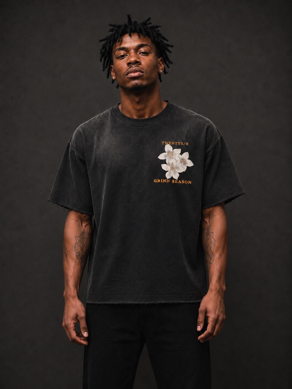 Black Sun Fade Raw Edge T-Shirt (oversized)