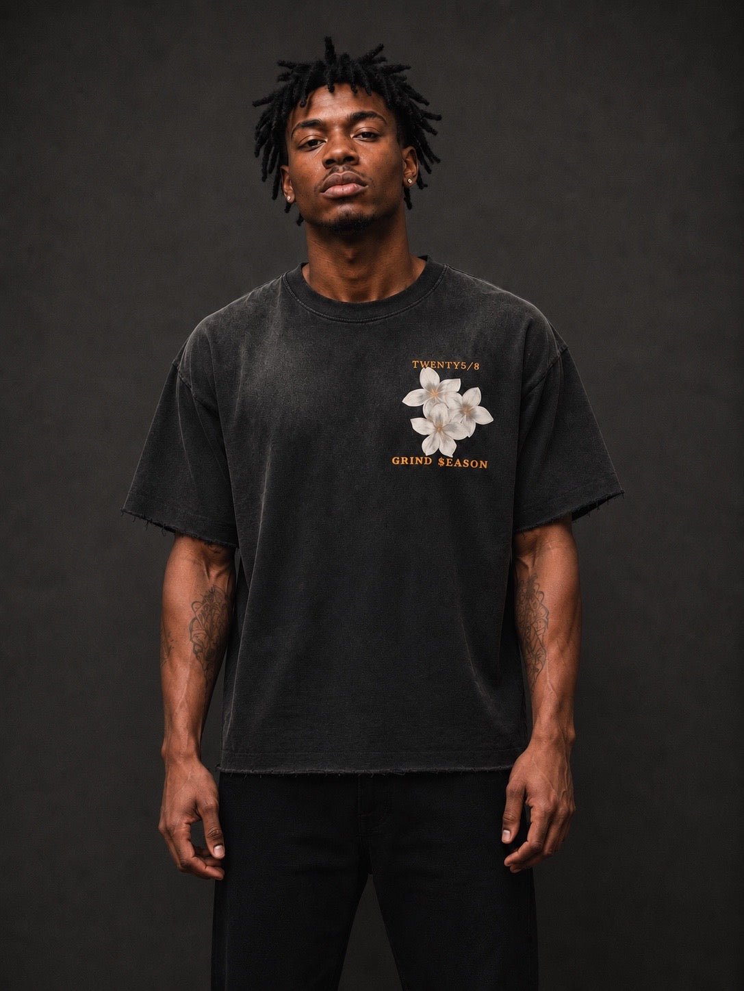 Black Sun Fade Raw Edge T-Shirt (oversized)