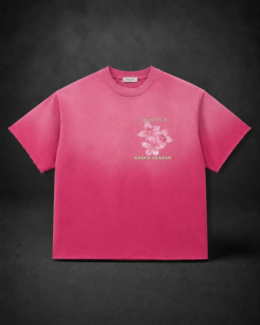 Pink Sun Fade Raw Edge T-Shirt (oversized)