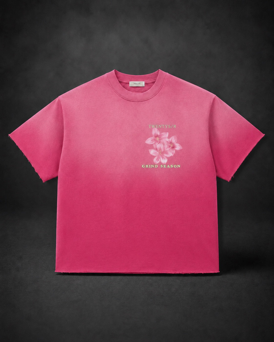 Pink Sun Fade Raw Edge T-Shirt (oversized)