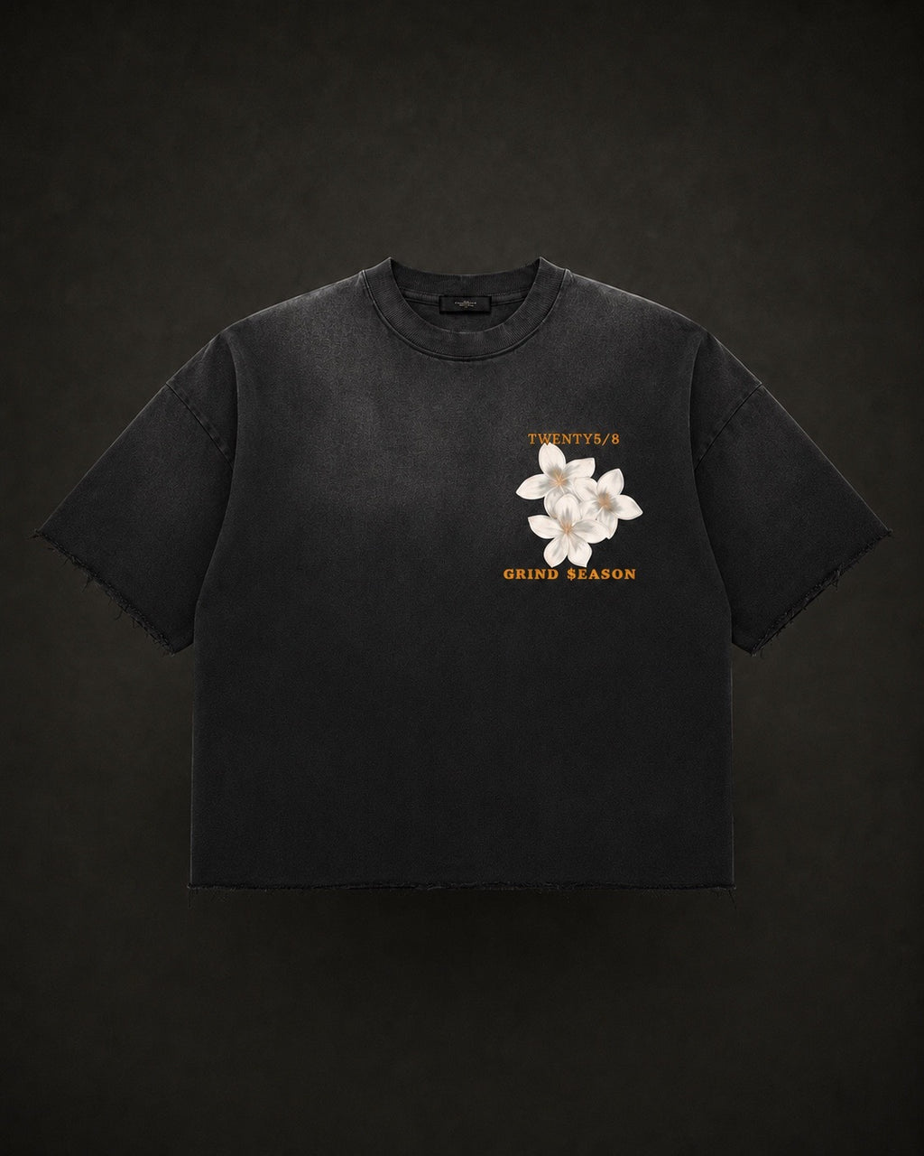 Black Sun Fade Raw Edge T-Shirt (oversized)