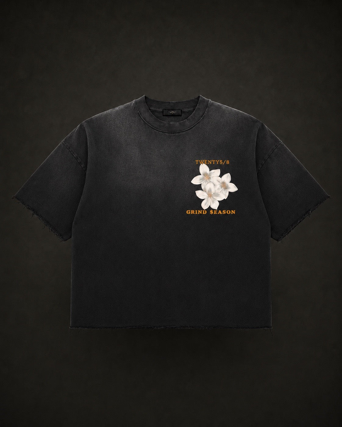 Black Sun Fade Raw Edge T-Shirt (oversized)